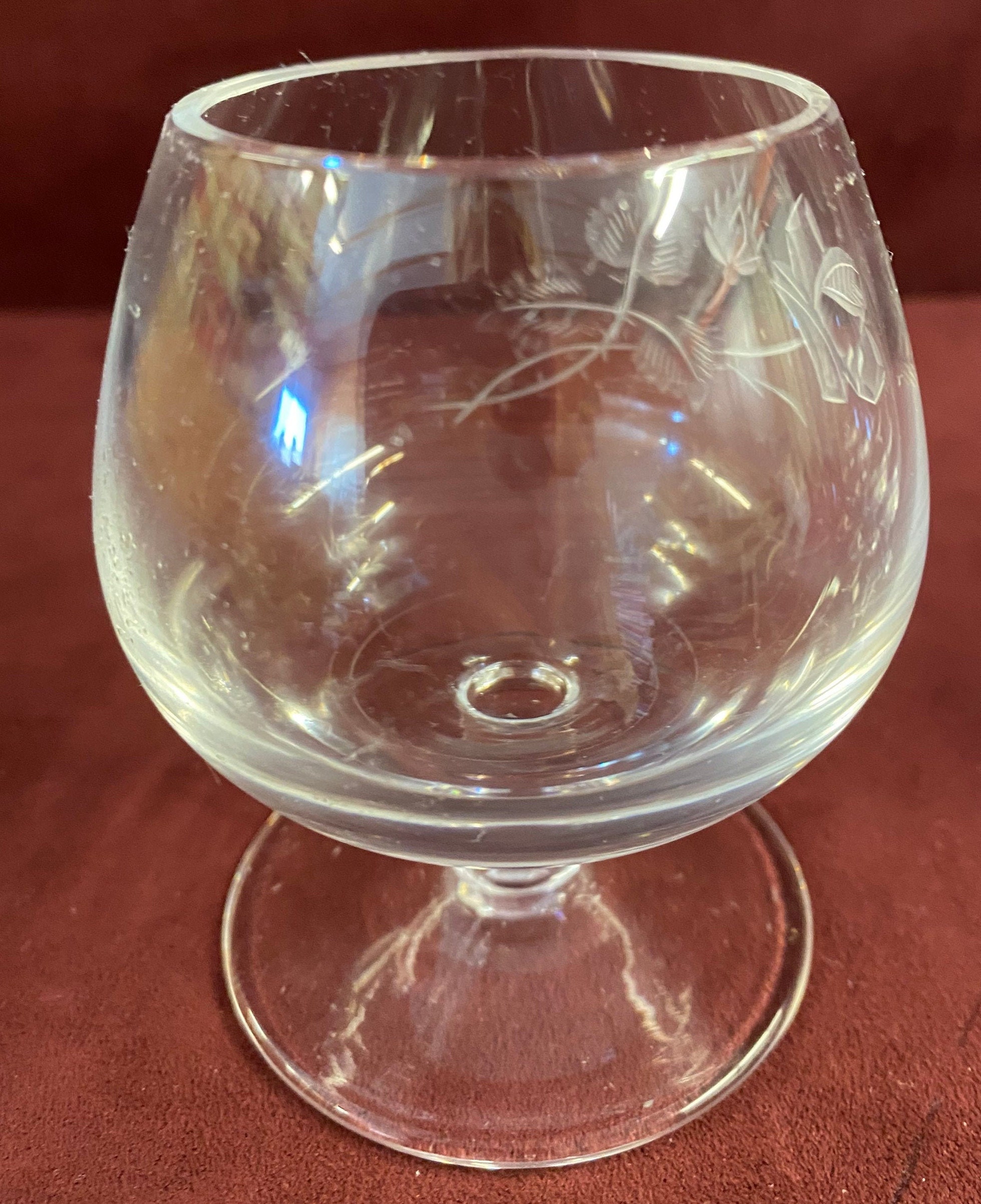 Vintage Set of 12 Etched Brandy Balloon Snifter Glasses Etsy