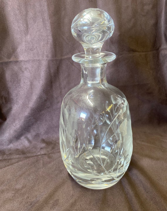 Vintage Gorgeous Very Heavy Etched Crystal Whiskey Decanter - Etsy