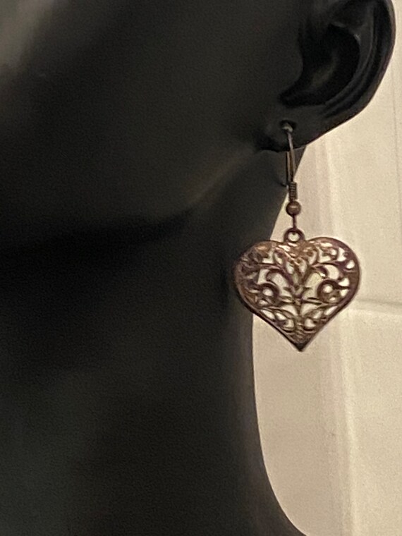 Vintage Estate Sterling Silver Filigree Heart Sha… - image 7