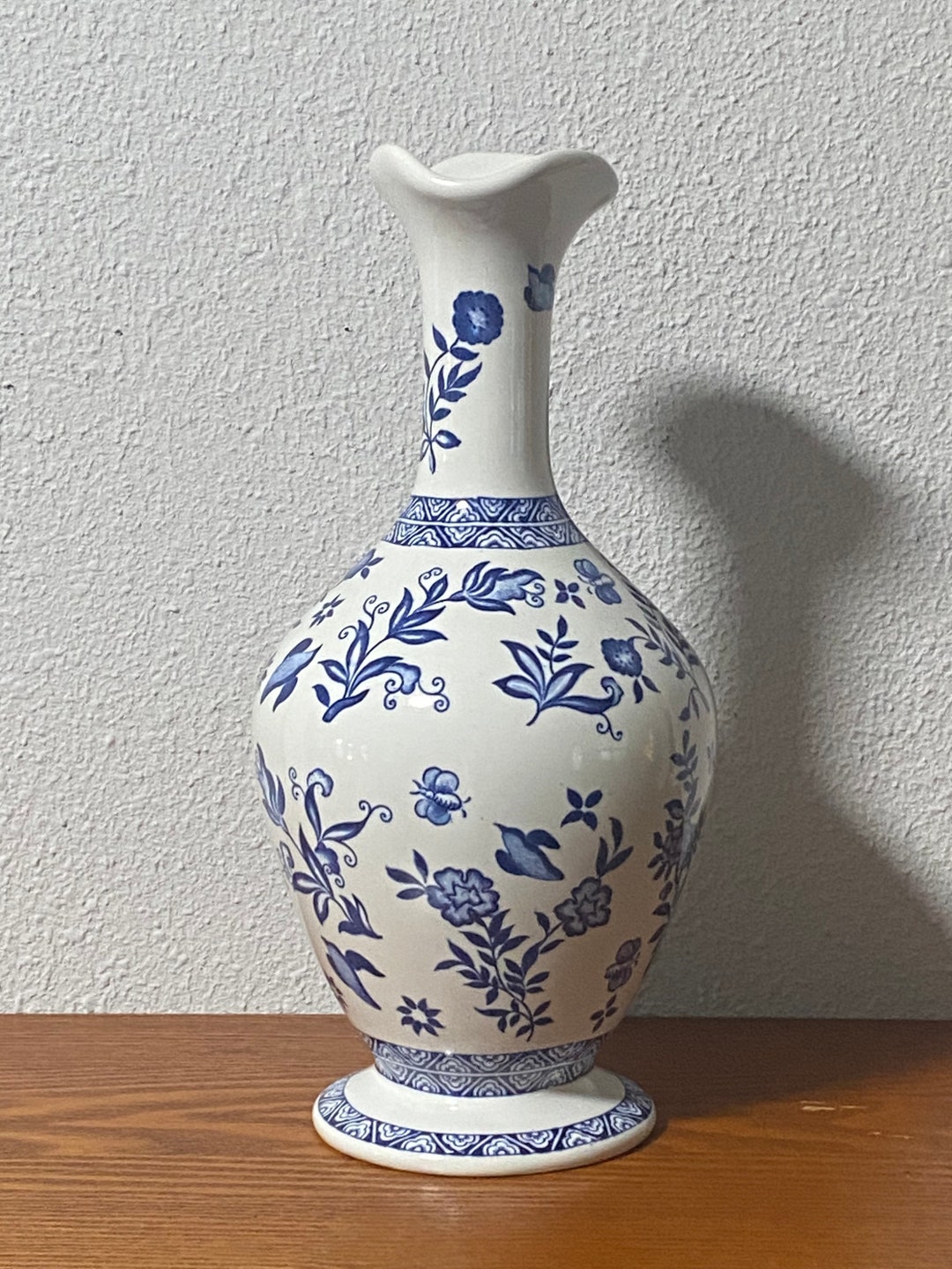 Estate COALPORT White Vase Blue Flowers Birds and Etsy