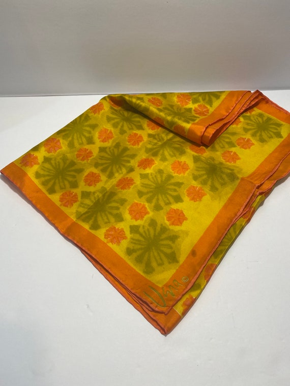 Vintage Vera Silk Scarf, Orange and Green in Colo… - image 3