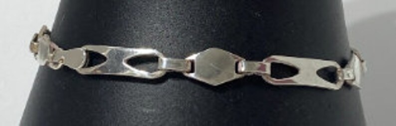 Extraordinary Vintage Estate Sterling Silver Designer Signed IBB Chain Link Bracelet, 7-1/2 long, approx. 5mm to 7mm Wide, FREE SHIP image 7