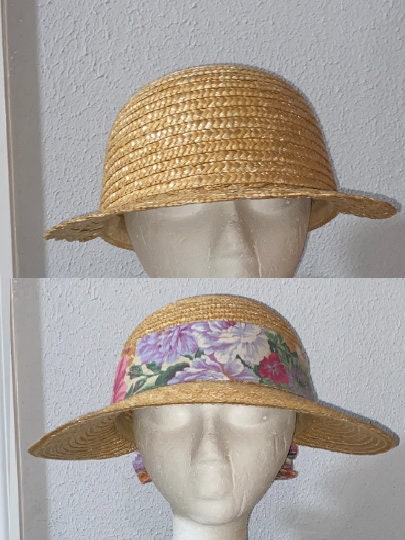 Vintage Ariane Millinery Womens Natural Straw Hat White Wide Brim Floral Accent Wide Brim Beige Straw Vintage Hats for Women for sale | eBay main image 2