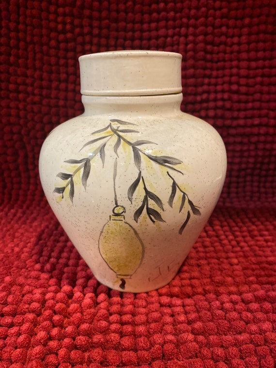 Vintage Ceramic Ginger Jar Hand Painted Some Kind of Leaves Etsy