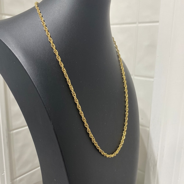 Gorgeous Estate Gold Colored Whiting & Davis Rope Chain Necklace, Approx. 22" long and 3mm wide, 11.46g, Beautiful Jewelry, FREE SHIP