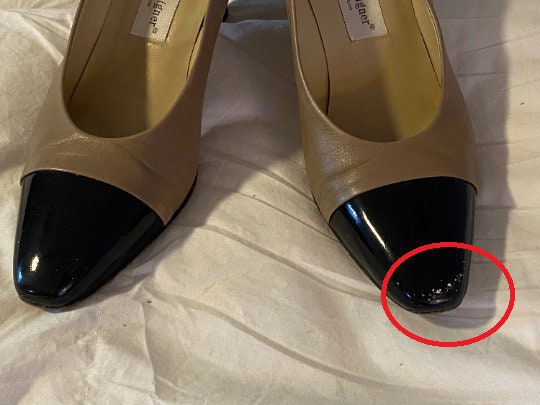 Escarpins Etienne Aigner Taille 10M - Talons Hauts, Toile Bicolore, Occasion Très Bon État