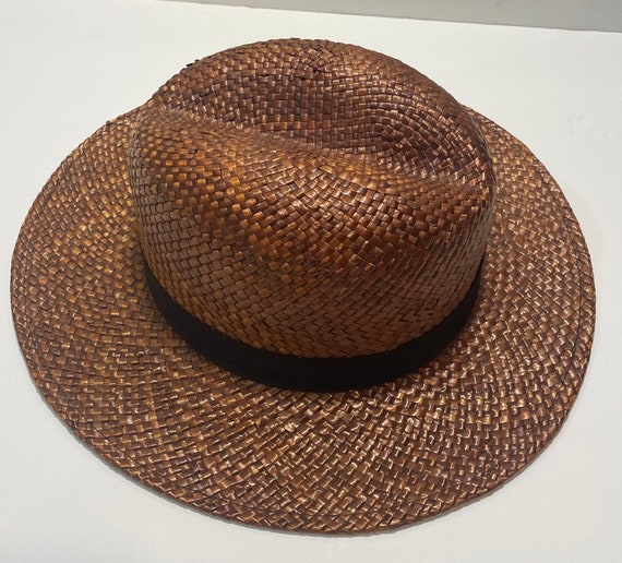 Vintage Gorgeous Burberry Dark Brown Straw Fedora Hat With - Etsy Australia