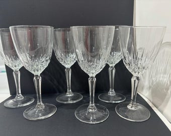 Vintage Luminarc Cut Crystal Wine Glasses - Set of 6