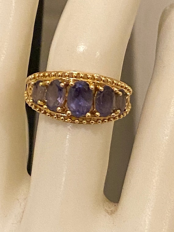 Exquisite 14K Yellow Gold 5 Stone Amethyst Cockta… - image 6