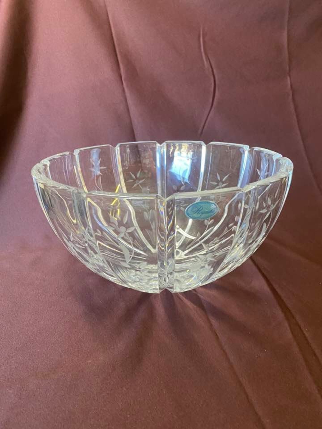 Vintage Large Etched Miller Rogaska Crystal Bowl With