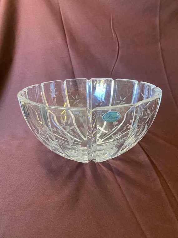 【ユーゴスラビア　ＲＯＧＡＳＫＡ (ロガスカ)　クリスタル ボウル】 Vintage Miller Rogaska Crystal Bowl: Large Etched Floral