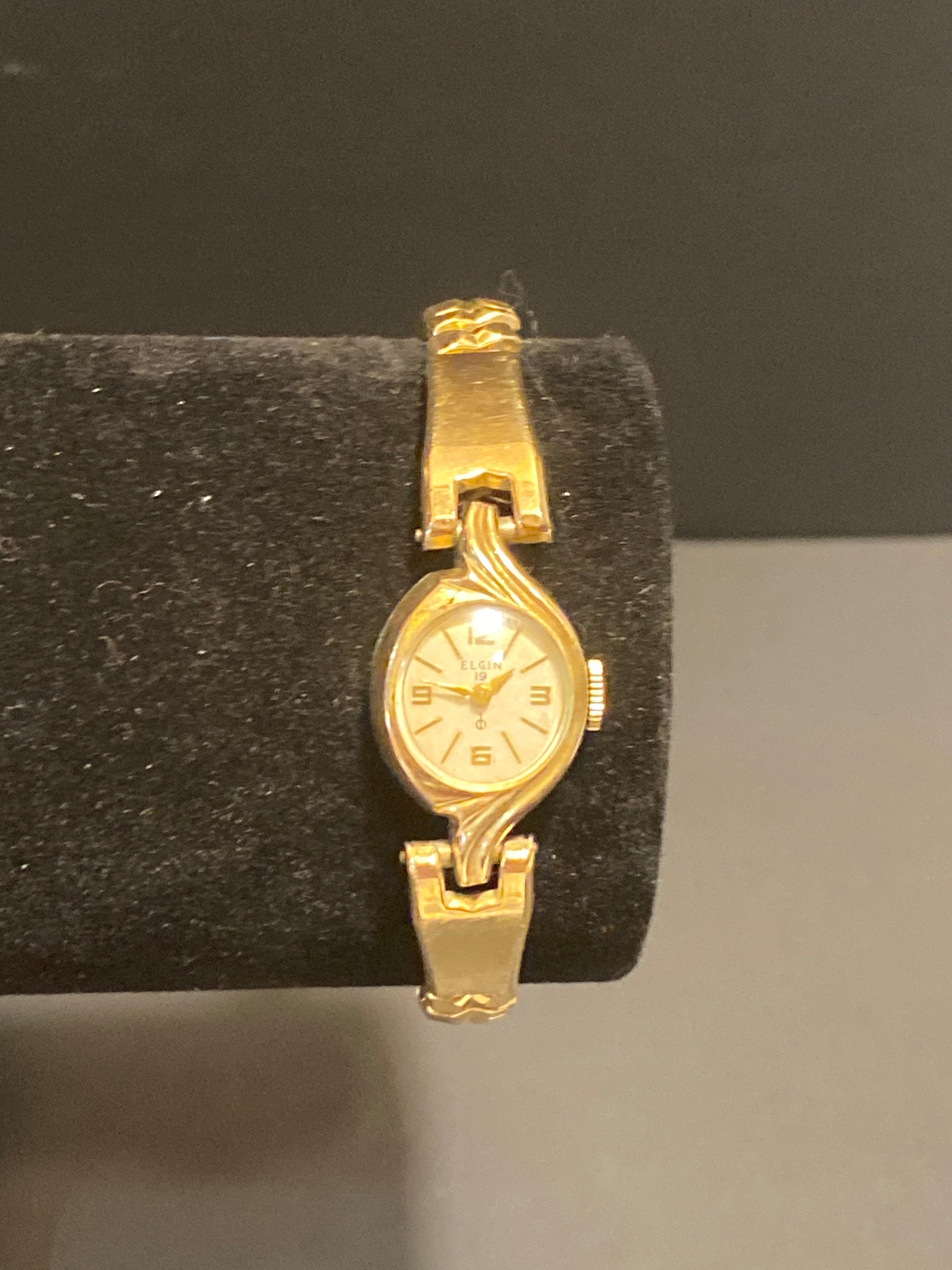 Montre Cocktail Vintage Elgin Pour Femme - Acier Inox, Or 10k, Mouvement Manuel 23 Rubis