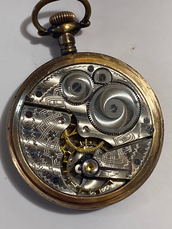 Vintage Elgin Pocket Watch, Gold Colored, Double Roller, SEE  display picture 1