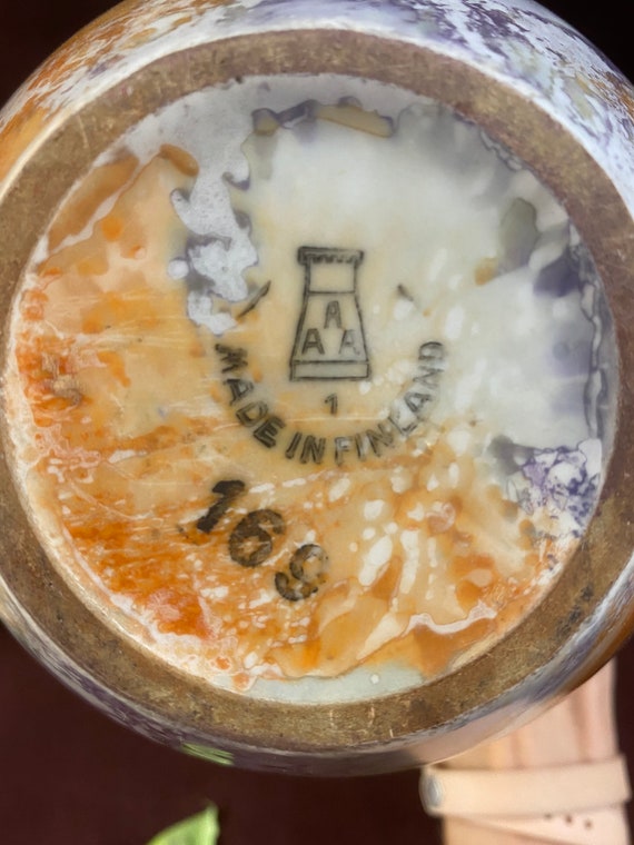 Vintage Arabia Finland Pottery Vase: Marble Luster AAA, 1928-1932