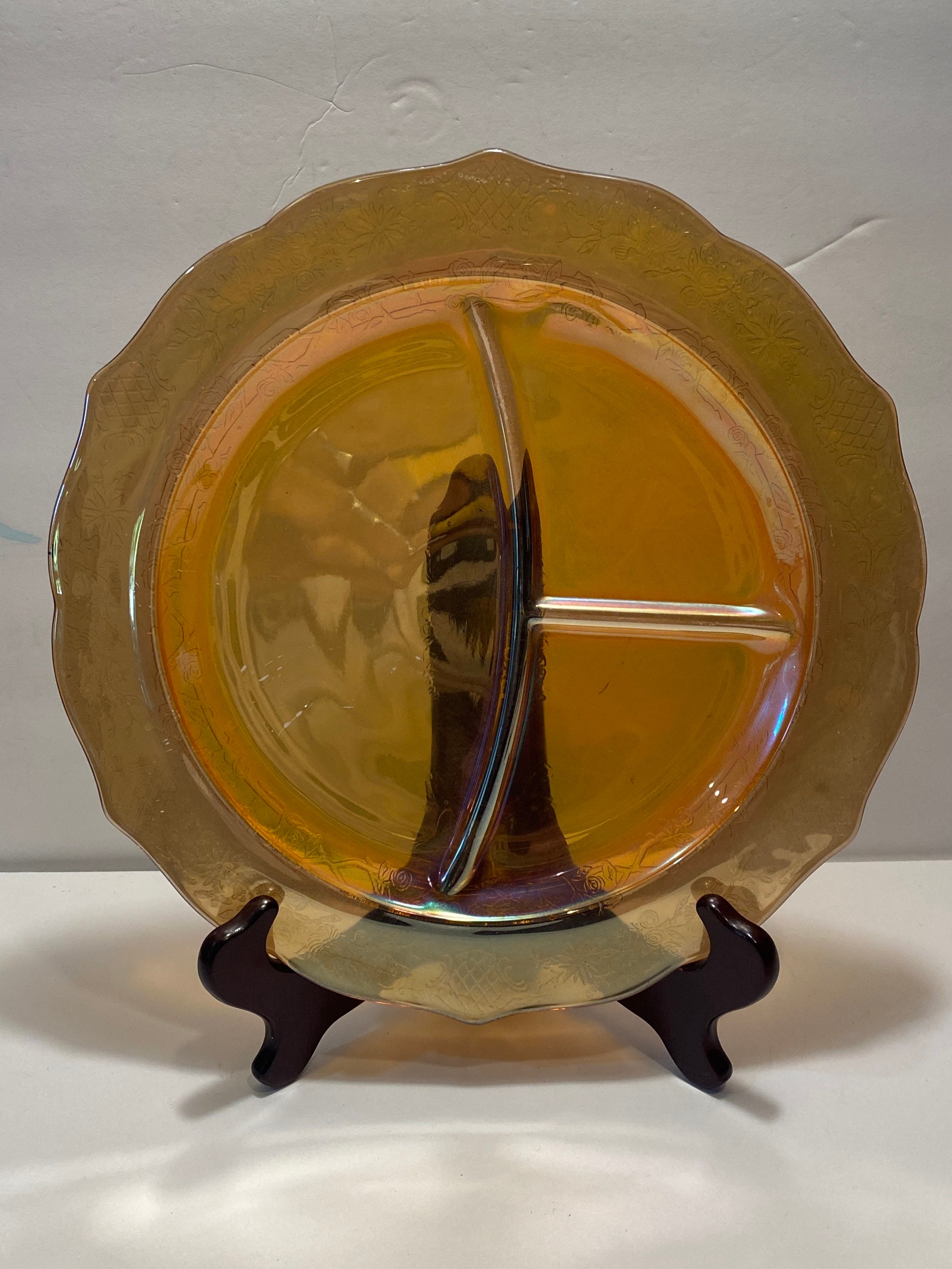 Vintage Federal Carnival Glass Divided Dinner Plate 11 Etsy UK