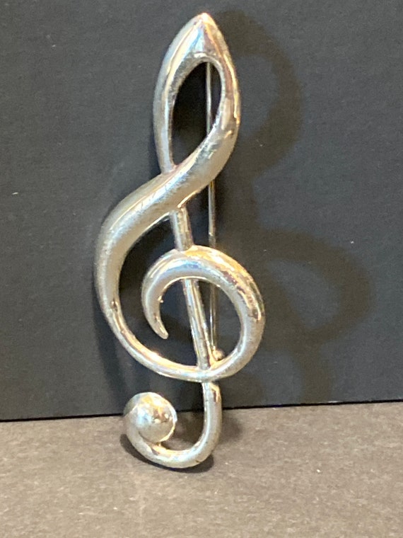 Vintage Sterling Silver Treble Clef or G Clef Mus… - image 2