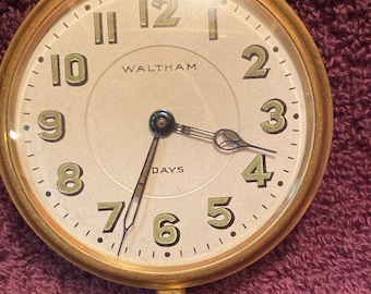 Vintage Waltham Watch Co Pocket Watch, Large, 2-3/4" in diameter, 8 days, Great Shape, Works Great