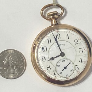 Montre De Poche Vintage Illinois Bunn 1915 - 16S, 23 Rubis - Boîtier Transparent - Fonctionne