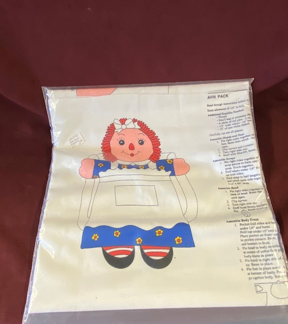 Vintage Raggedy Ann Andy Backpack Kit, New, Pattern, Material