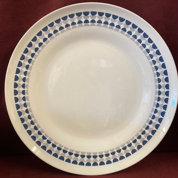 Vintage Rare Richard Ginori Fine China Dinner Plates 174, Set of 10, Made in Italy, 12" in diameter each, Blue and White Band Outer Edge