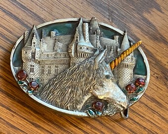 Radical Vintage Bergamot Brass Stamped 1983 Unicorn and  display picture 2