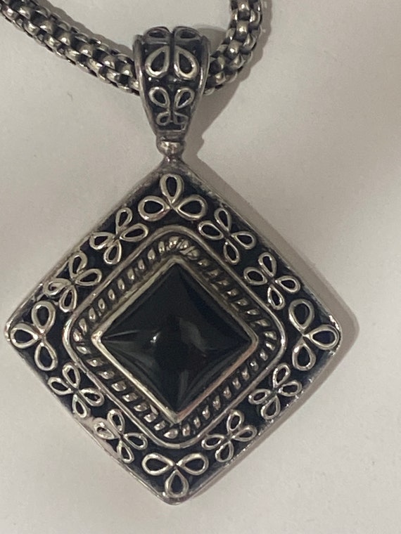 Vintage Sterling Silver Diamond Shaped Pendant Ne… - image 10