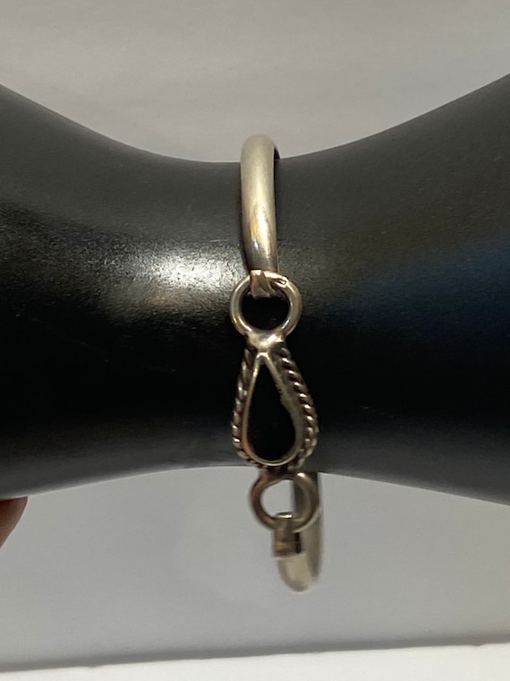 Silver 925 Mexico ブレス Mexico 925 Sterling Black Onyx Silver Inlay Tension Clasp