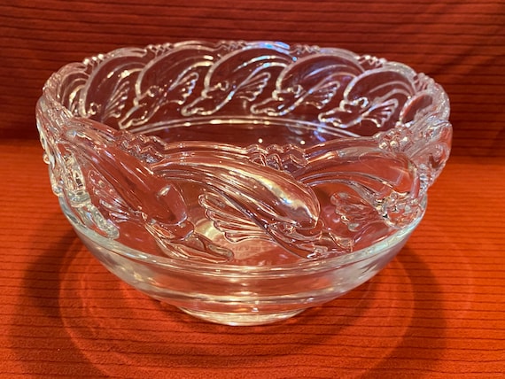 Vintage Tiffany & Co Gorgeous Crystal Glass Bowl, Swimming