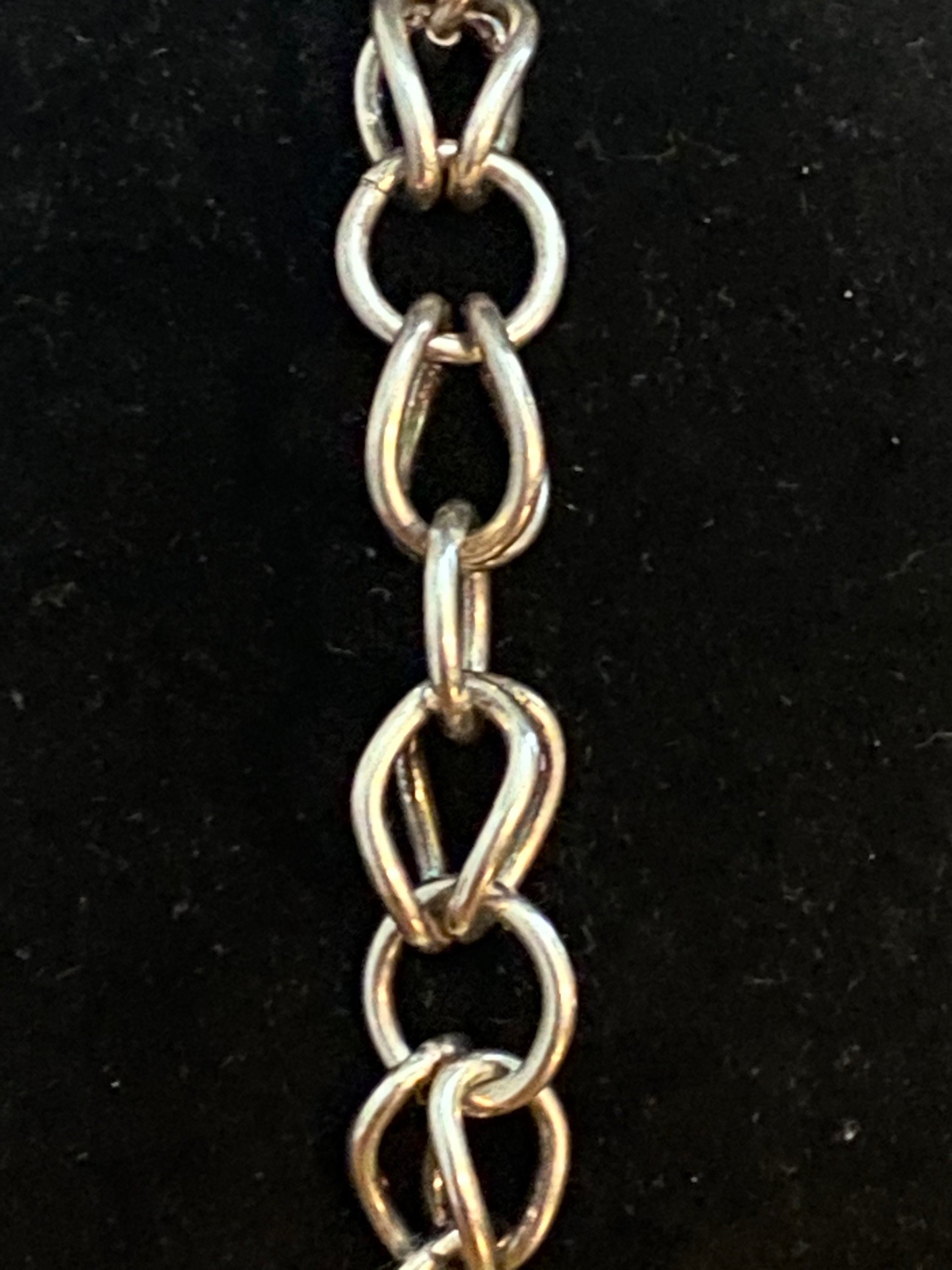 Vintage Estate Sterling Silver Chain Link Bracelet With T