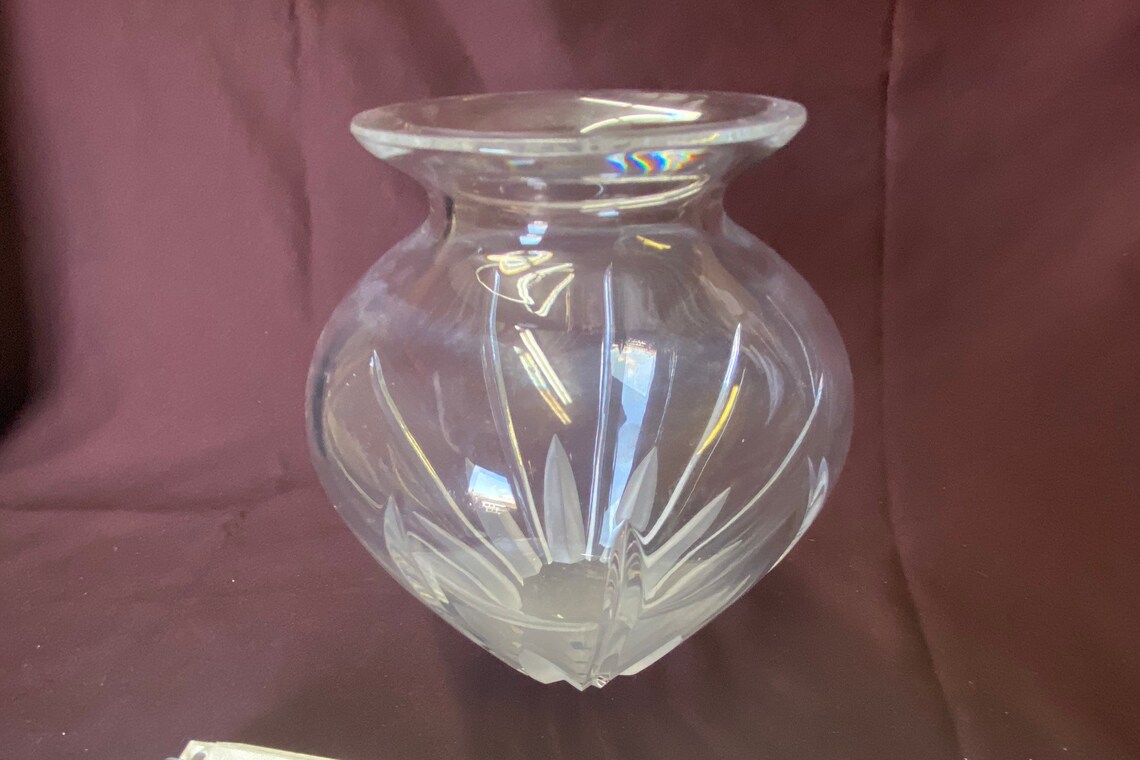 Vintage Large Royal Doulton Crystal Vase 6 Inches Tall Etsy