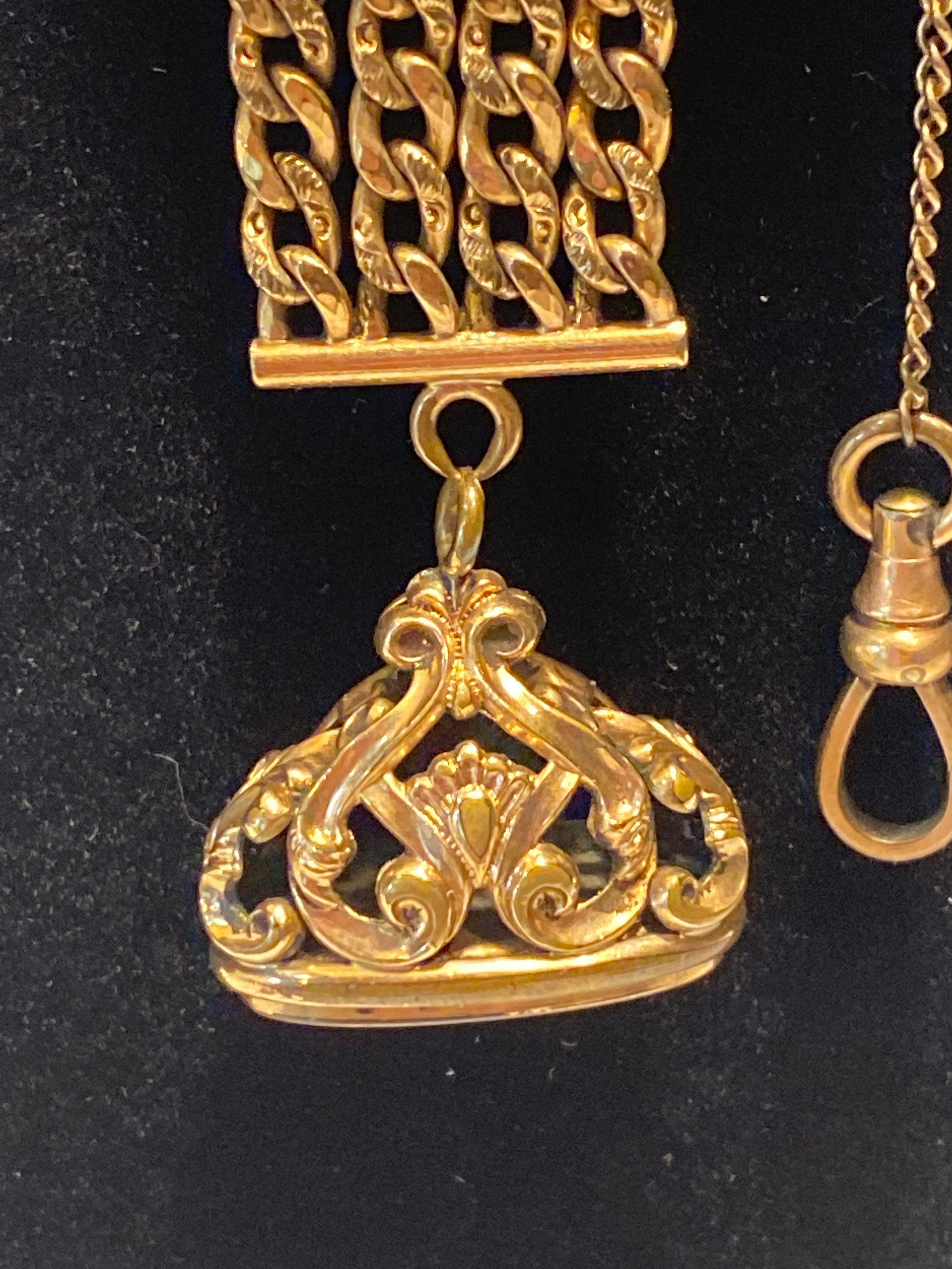 Vintage Gold Filled Pocket Watch Key Chain With Fob Fancy Etsy