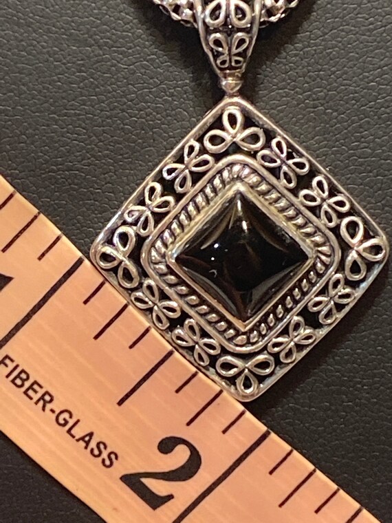Vintage Sterling Silver Diamond Shaped Pendant Ne… - image 5