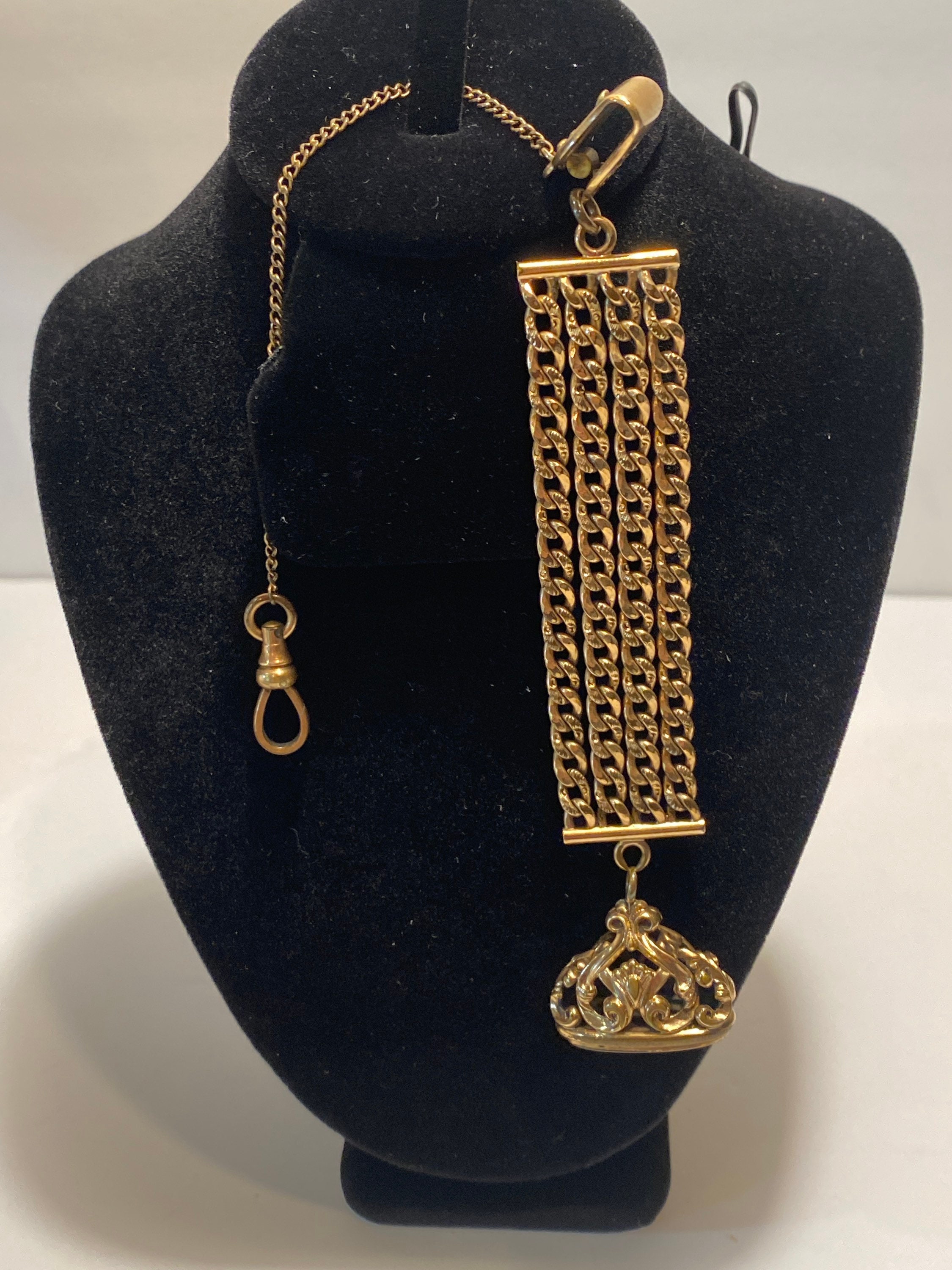 Vintage Gold Filled Pocket Watch Key Chain With Fob Fancy Etsy