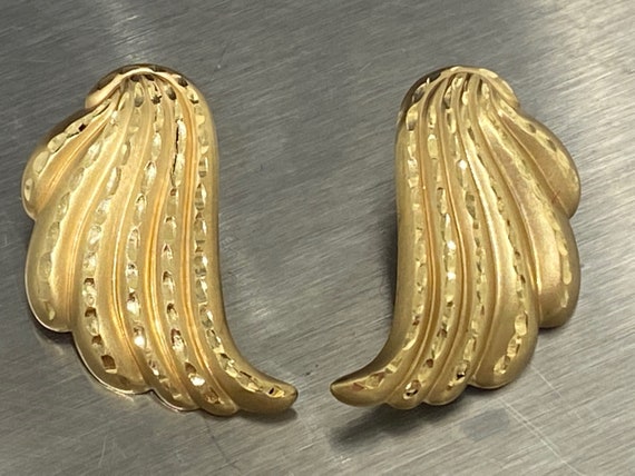 Gorgeous Estate 14K Gold Angel Wing Earrings, Pos… - image 5