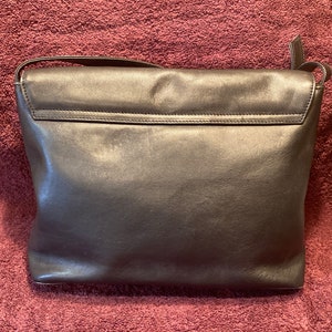 Vintage Paloma Picasso Black Leather Handbag, Leather Shoulder Bag, Crossbody purse, Adjustable, 11-1/2 wide, 8-1/2 tall, and 2-1/2 deep image 3