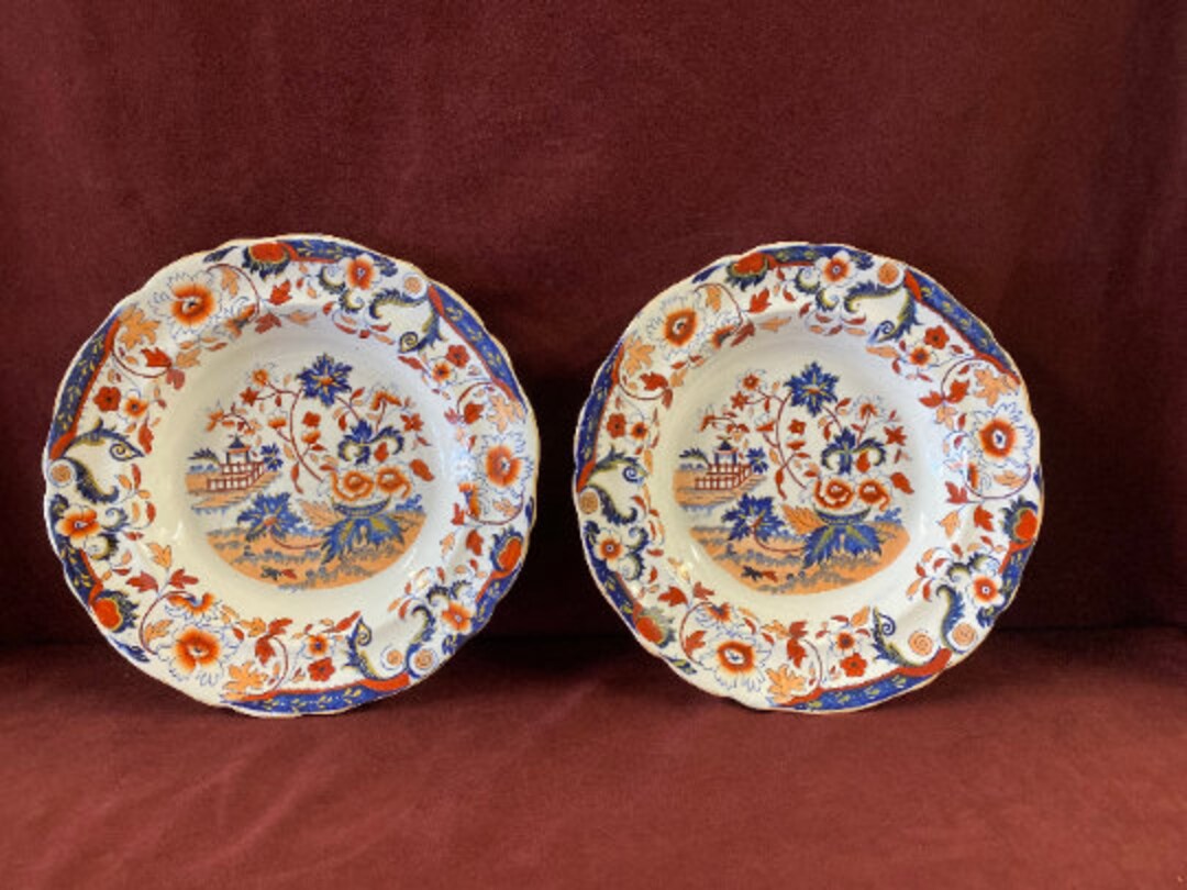 Vintage Pair of Exceptional Decorative Soup Bowls Blue and Etsy