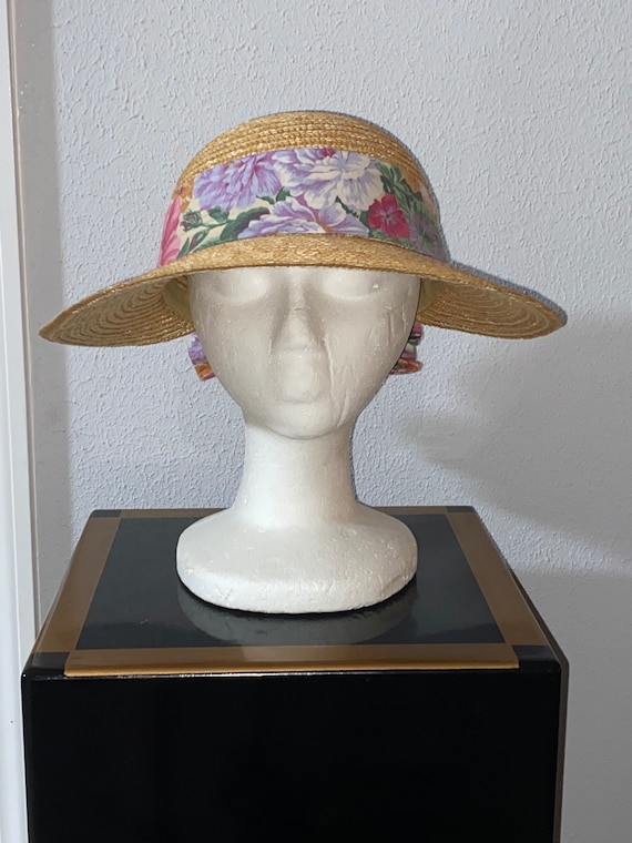 Vintage Wide Brim Straw Hats - Floral Accent - Lot of 2 - Etsy display picture 2