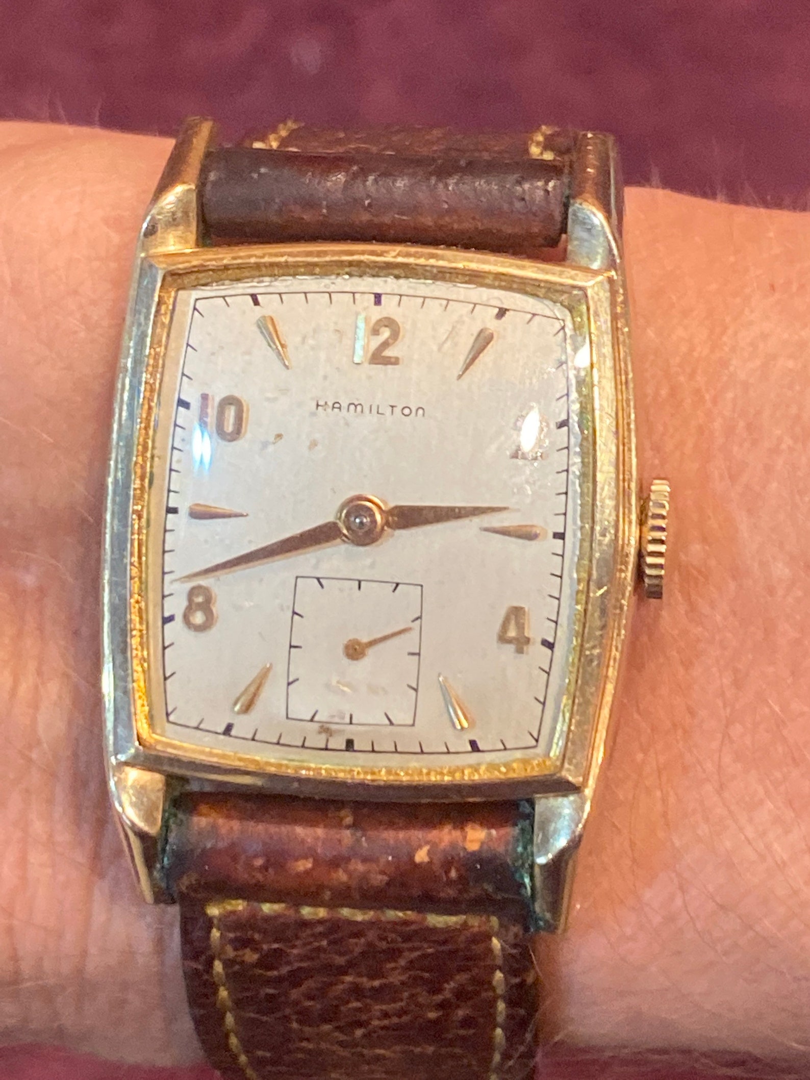 Vintage Hamilton 14K Gold Filled Wrist Watch S&W Leather | Etsy
