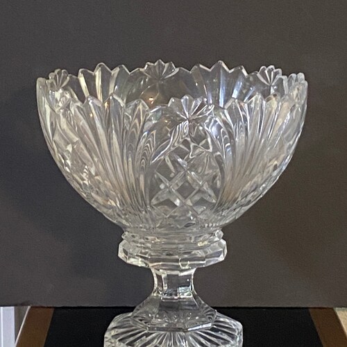 Antique Very Large Footed Crystal Compote, Heavy, Centerpiece Bowl