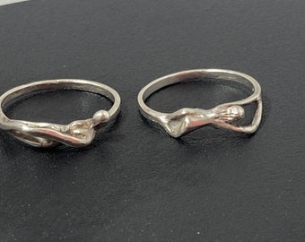 RARE Set of 2 Sterling Silver Two Lovers Kama Sutra Double