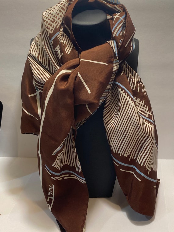 Vintage Tullo Silk Headscarf: Brown Abstract Prin… - image 6