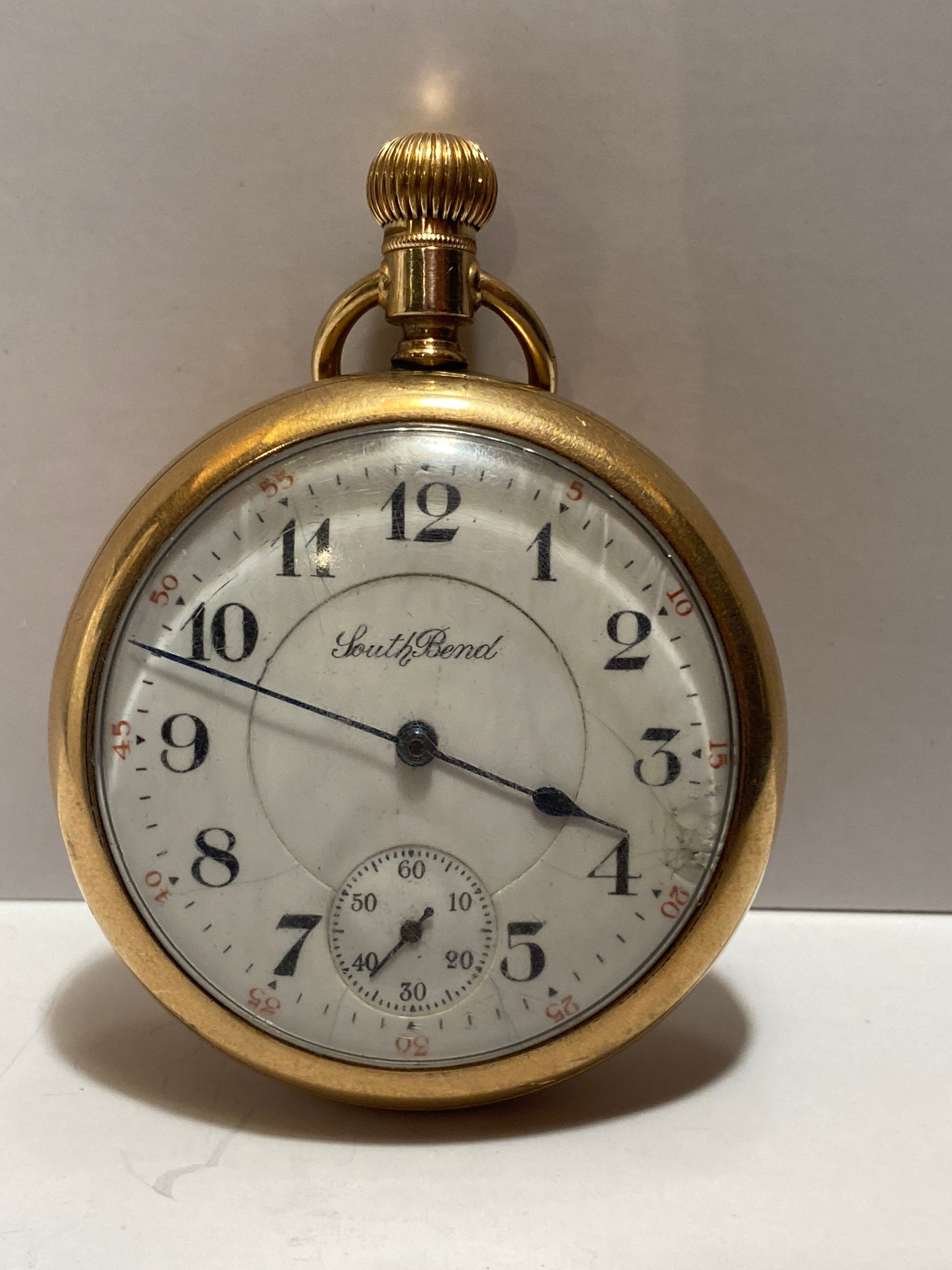 Vintage South Bend Pocket Watch Gold Colored 17/8 in Etsy