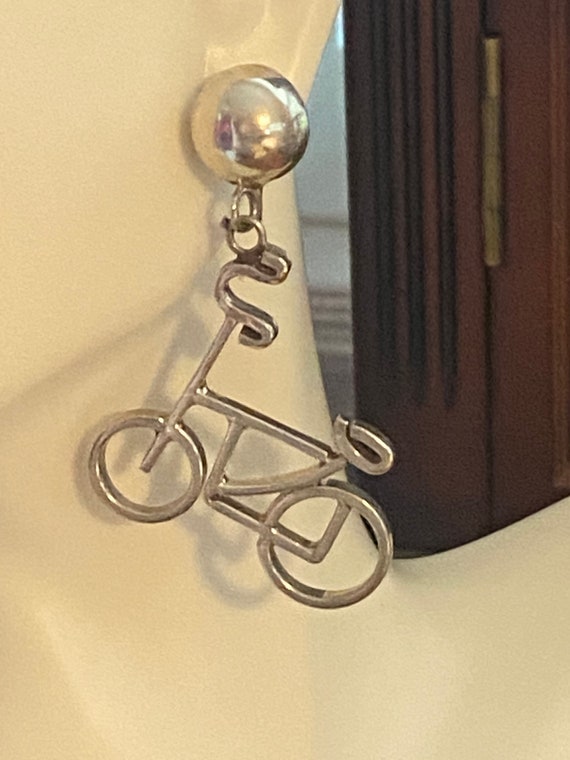 Adorable Sterling Silver Signed Mexico 925 Bicycl… - image 4