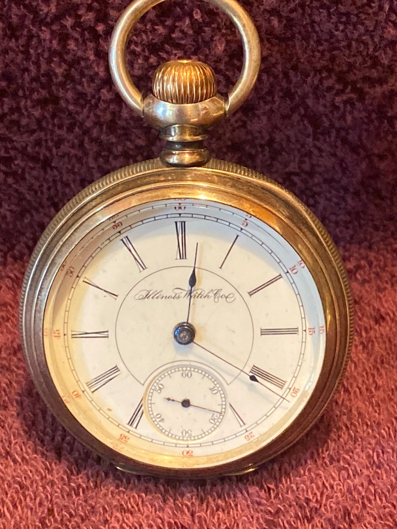 Vintage Illinois Watch Co Pocket Watch Sterling Silver 15 Etsy