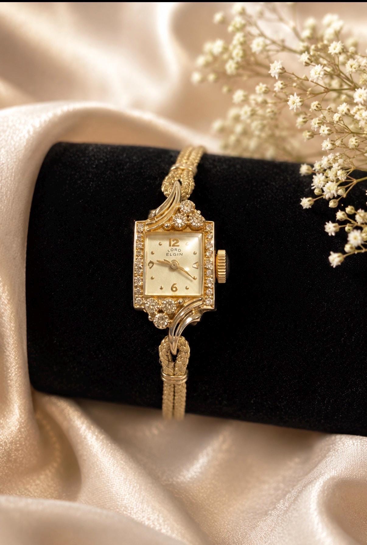 Vintage Lady Hamilton 14K White Gold Diamond Watch: Petite Rope