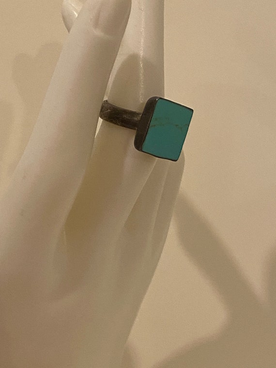 Stunning Estate Sterling Silver Square Turquoise … - image 4