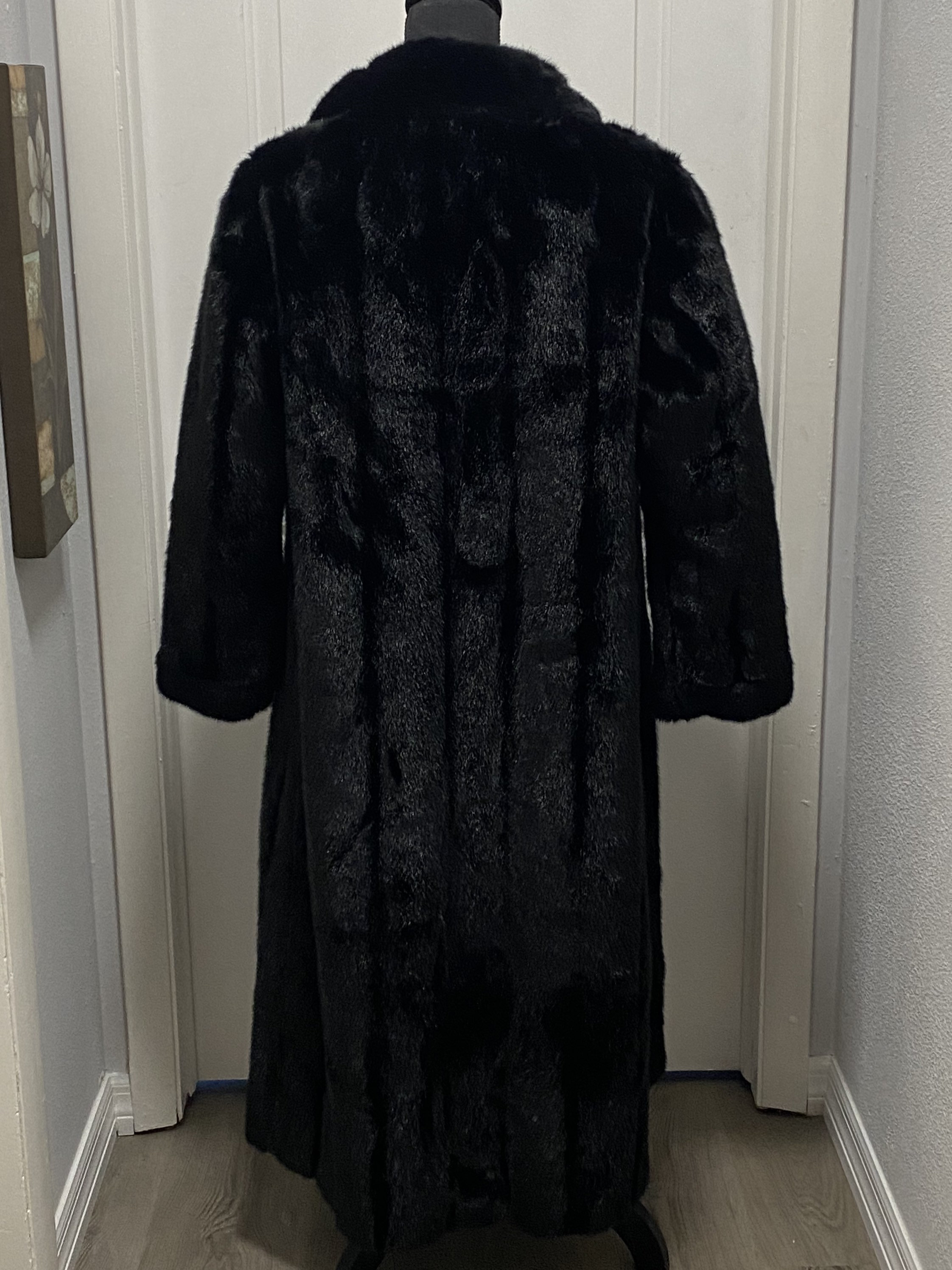 Vintage Black Faux Fur Coat Full-length Sportowne Futur - Etsy