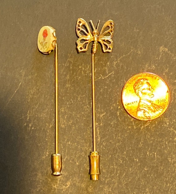Vintage Lot of 2 Adorable Stick Pins, Butterfly a… - image 6