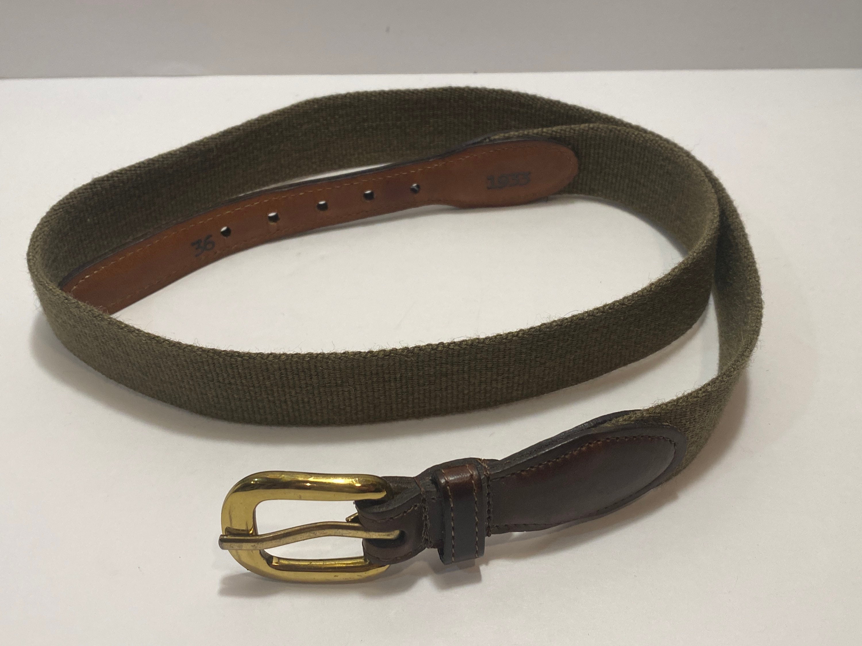 Vintage Burberry Linen and Leather Belt, Marked Burberrys, 1933