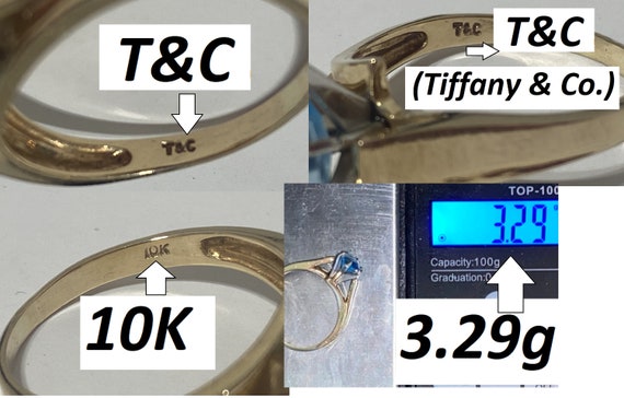 Lovely Tiffany and Co 10K Gold Ring with Blue Top… - image 10